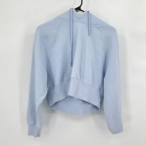 Abercrombie‎ Cropped Hoodie S Light Blue Drawstring Soft Capsule Cozy Minimalist